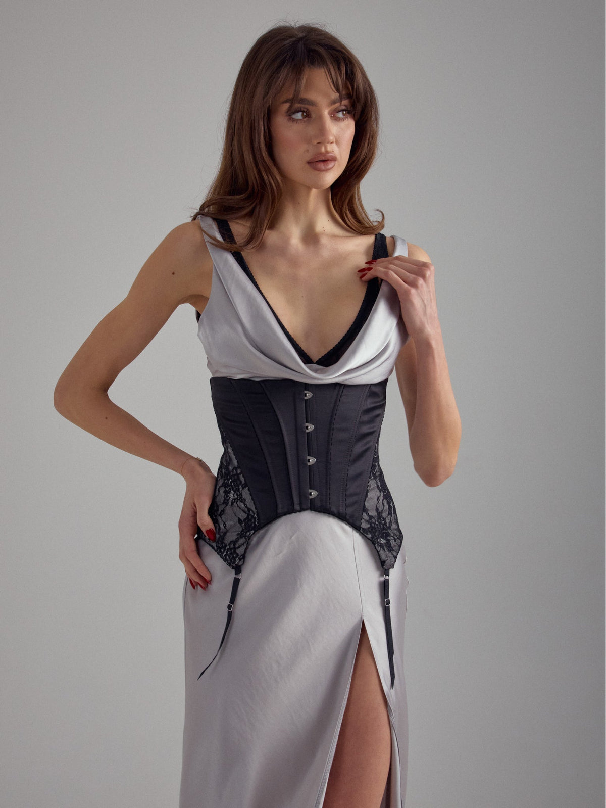 SLIP DRESS maxi Grey